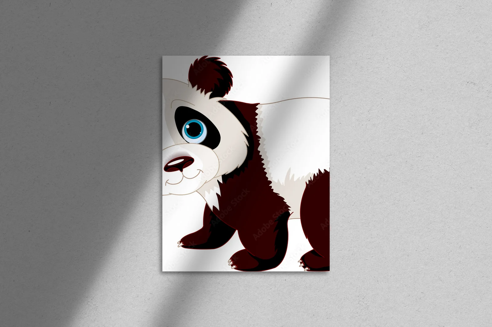 Radosny panda spacerujący w białej magii