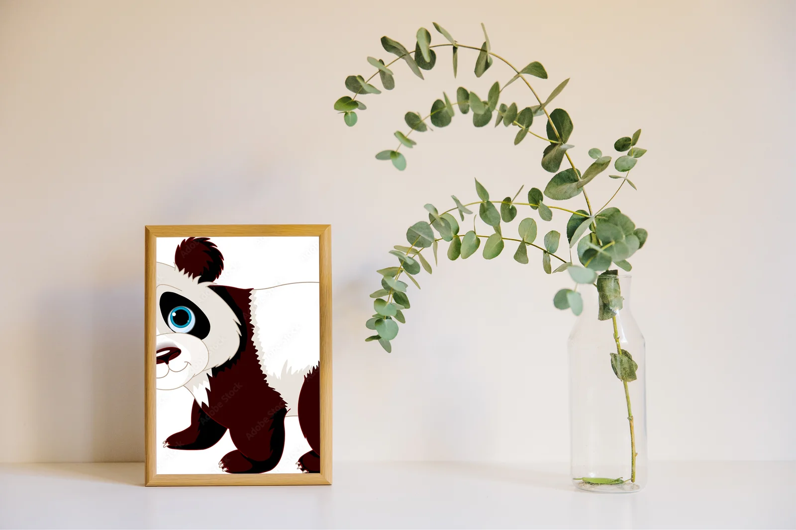 Radosny panda spacerujący w białej magii