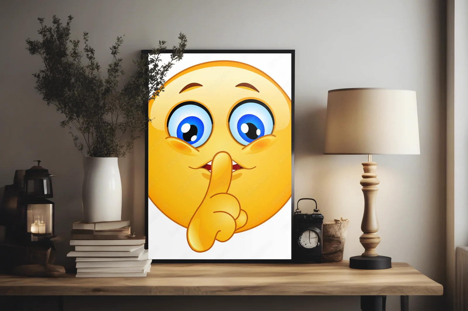 Zabawny i uroczy emotikon ciszy