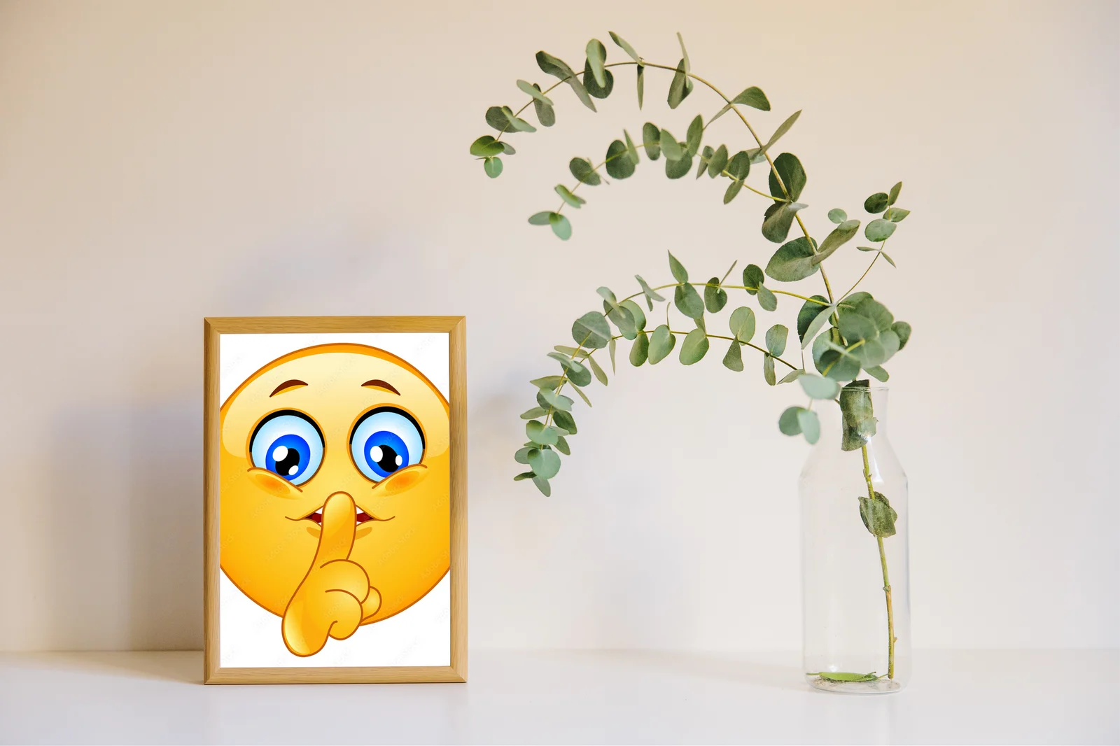 Zabawny i uroczy emotikon ciszy