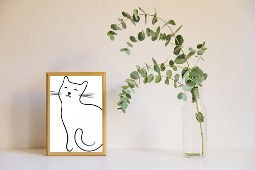 Elegancka sylwetka kota w minimalistycznym stylu