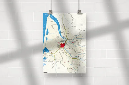 Elegancka mapa Gironde w stonowanych odcieniach