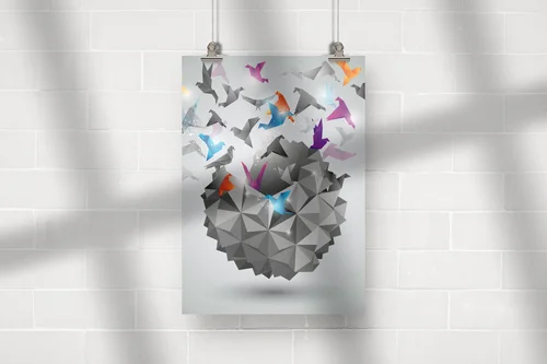 Abstrakcyjna harmonia origami w odcieniach szarości