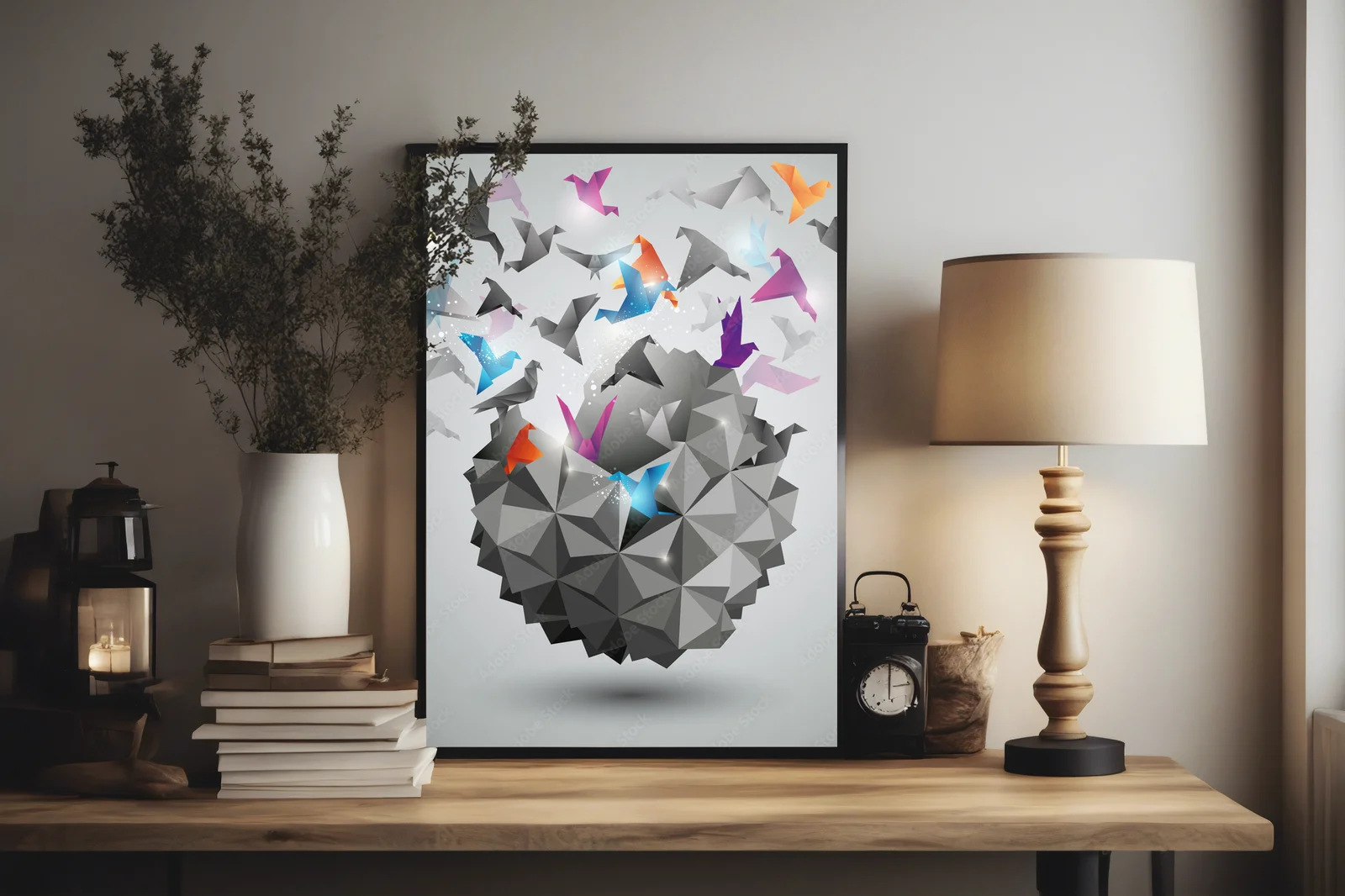 Abstrakcyjna harmonia origami w odcieniach szarości