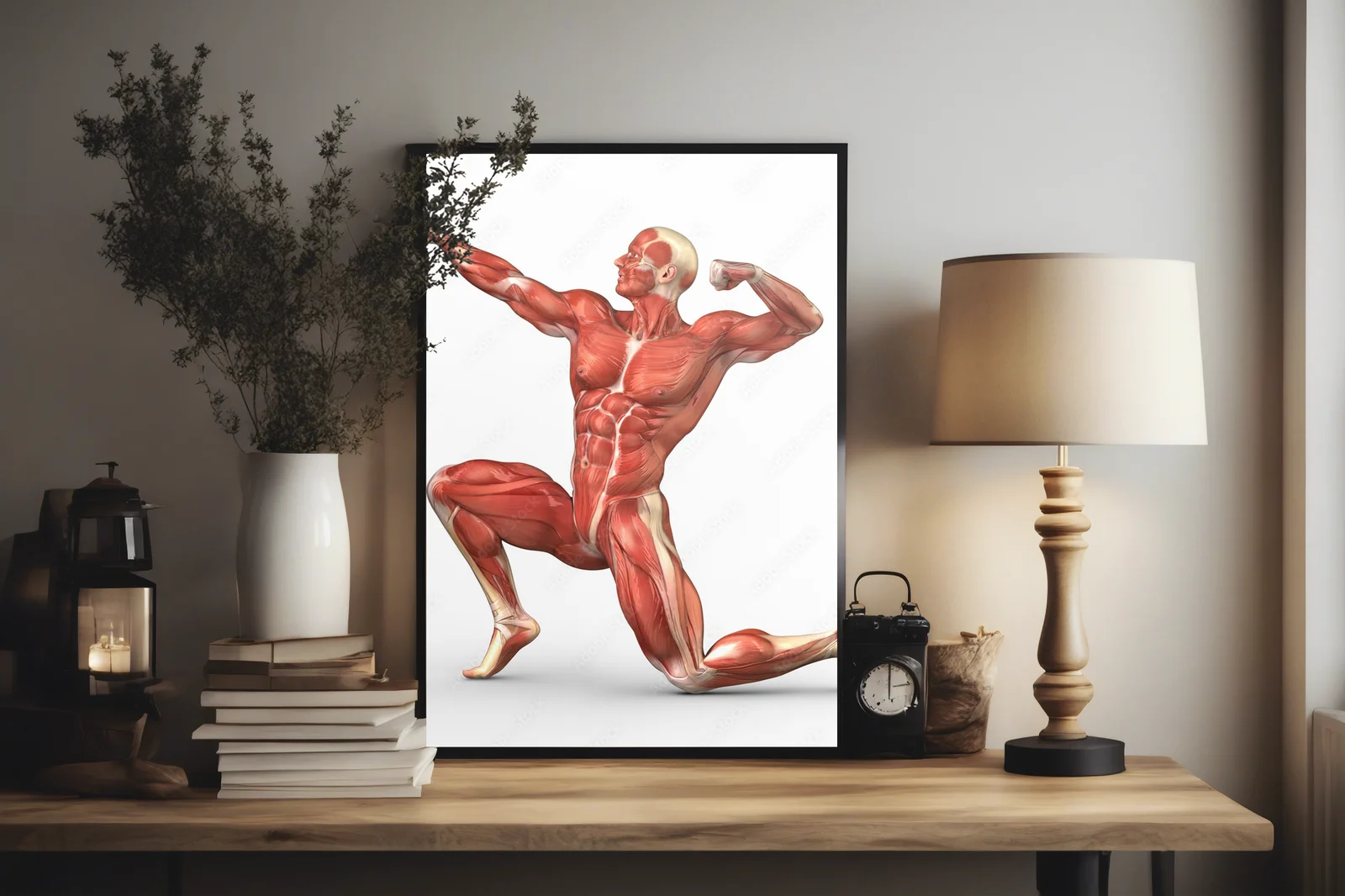 Anatomia sylwetki męskiej w białych tonacjach