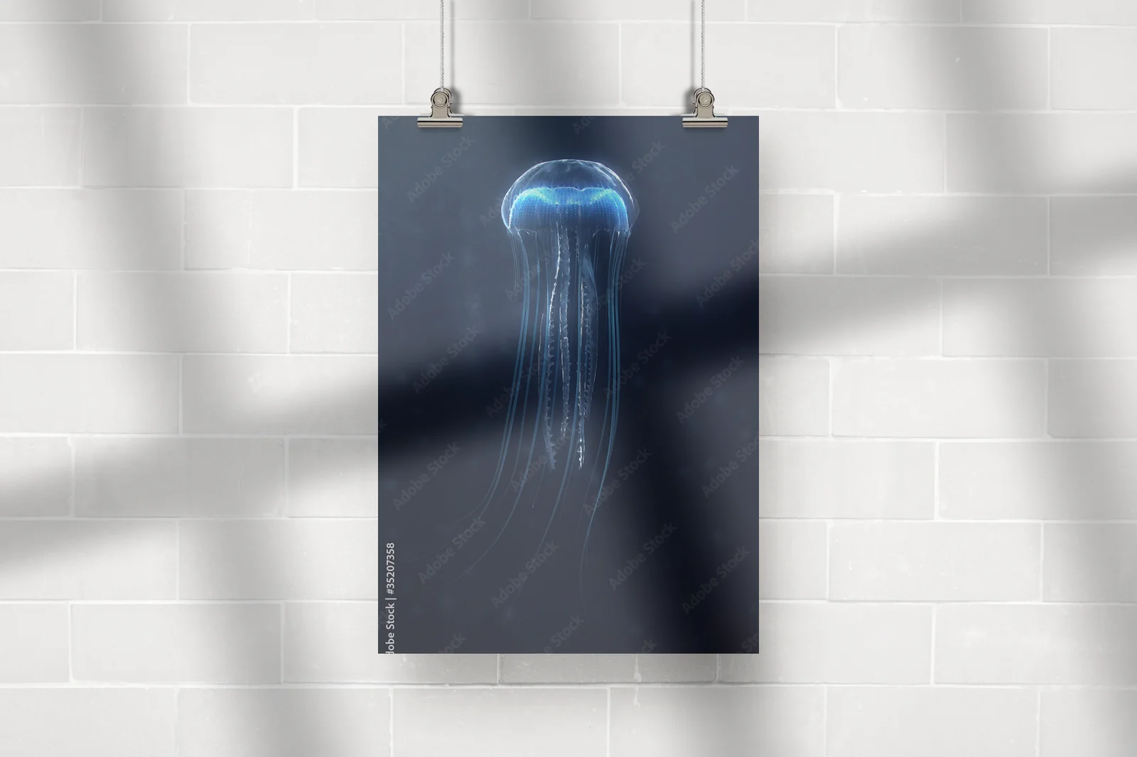 Bioluminescencyjne stwory morskie w ciemnych tonacjach