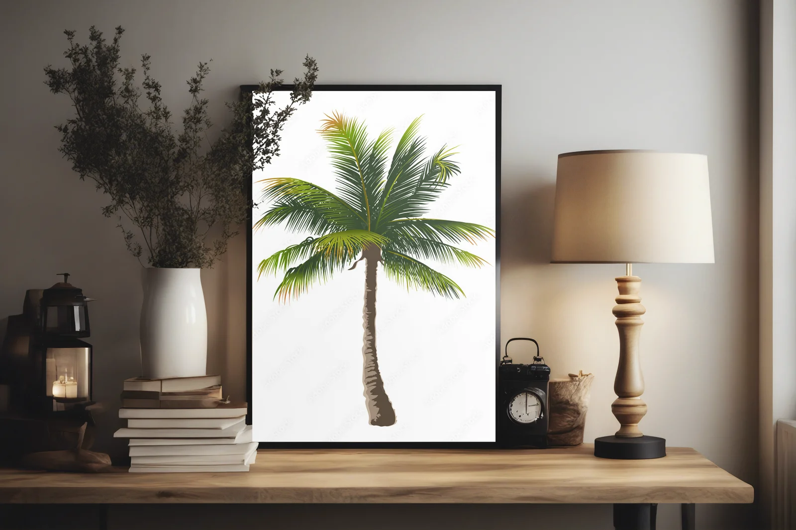 Ekskluzywna elegancja palm w białych przestrzeniach