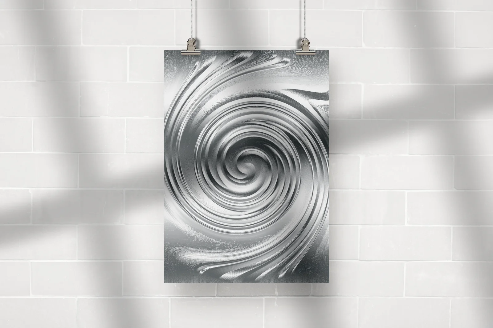 Abstrakcyjna spiralna elegancja w srebrnej tonacji