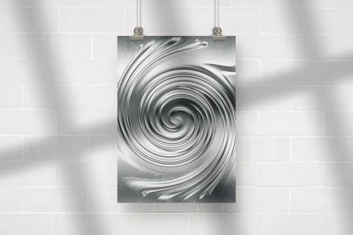 Abstrakcyjna spiralna elegancja w srebrnej tonacji