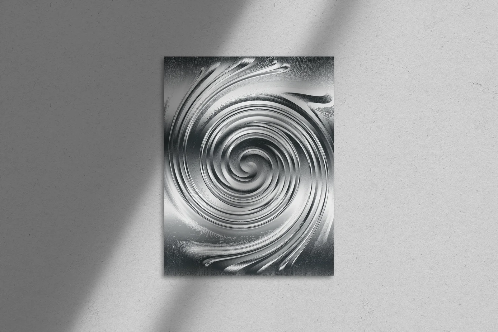 Abstrakcyjna spiralna elegancja w srebrnej tonacji