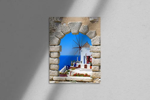 Skrzydła wiatraka w świetle Santorini