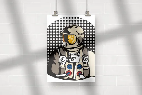 Fantazyjny astronauta w delikatnych odcieniach