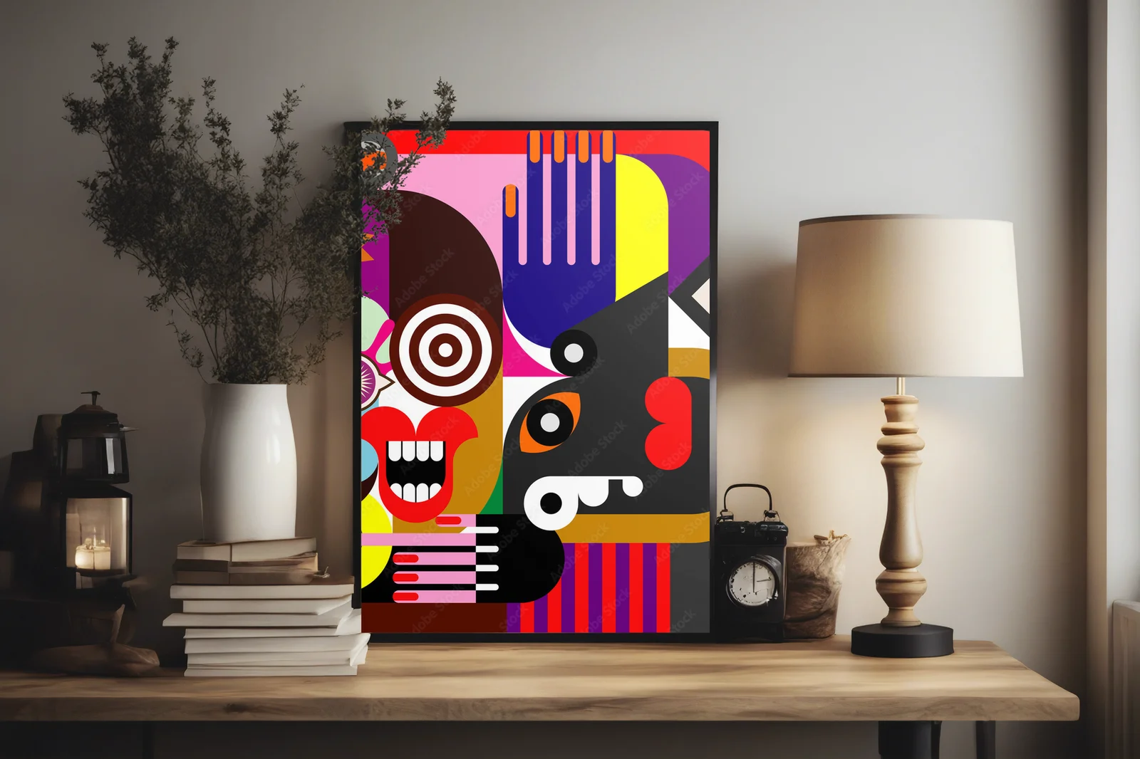 Abstrakcyjny portret dwóch kobiet w stonowanych barwach