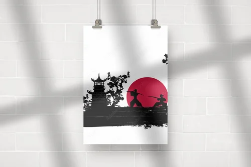 Silhouette japońskiego samuraja w eleganckim stylu
