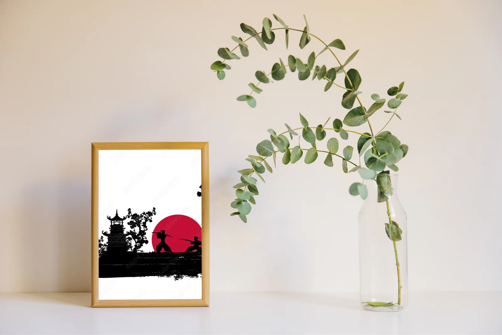 Silhouette japońskiego samuraja w eleganckim stylu