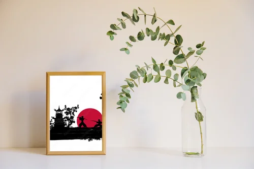 Silhouette japońskiego samuraja w eleganckim stylu