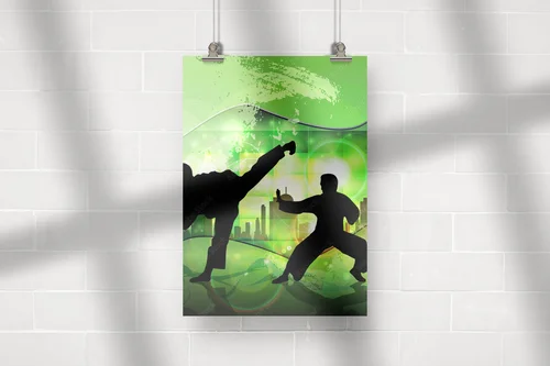 Energetyczny styl karate w odcieniach czerni