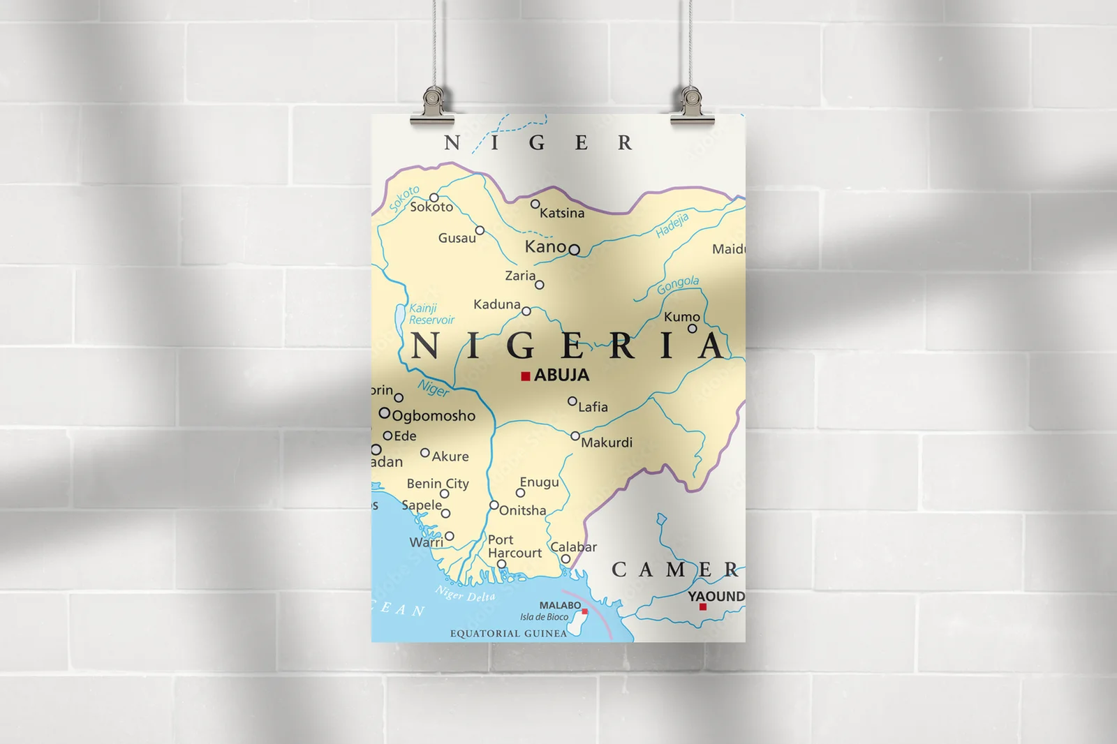 Zachwycająca mapa Nigerii w delikatnych tonacjach
