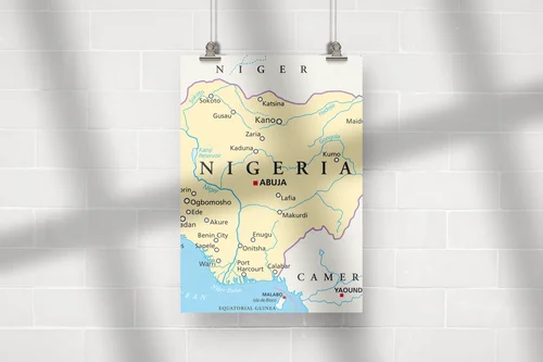 Zachwycająca mapa Nigerii w delikatnych tonacjach