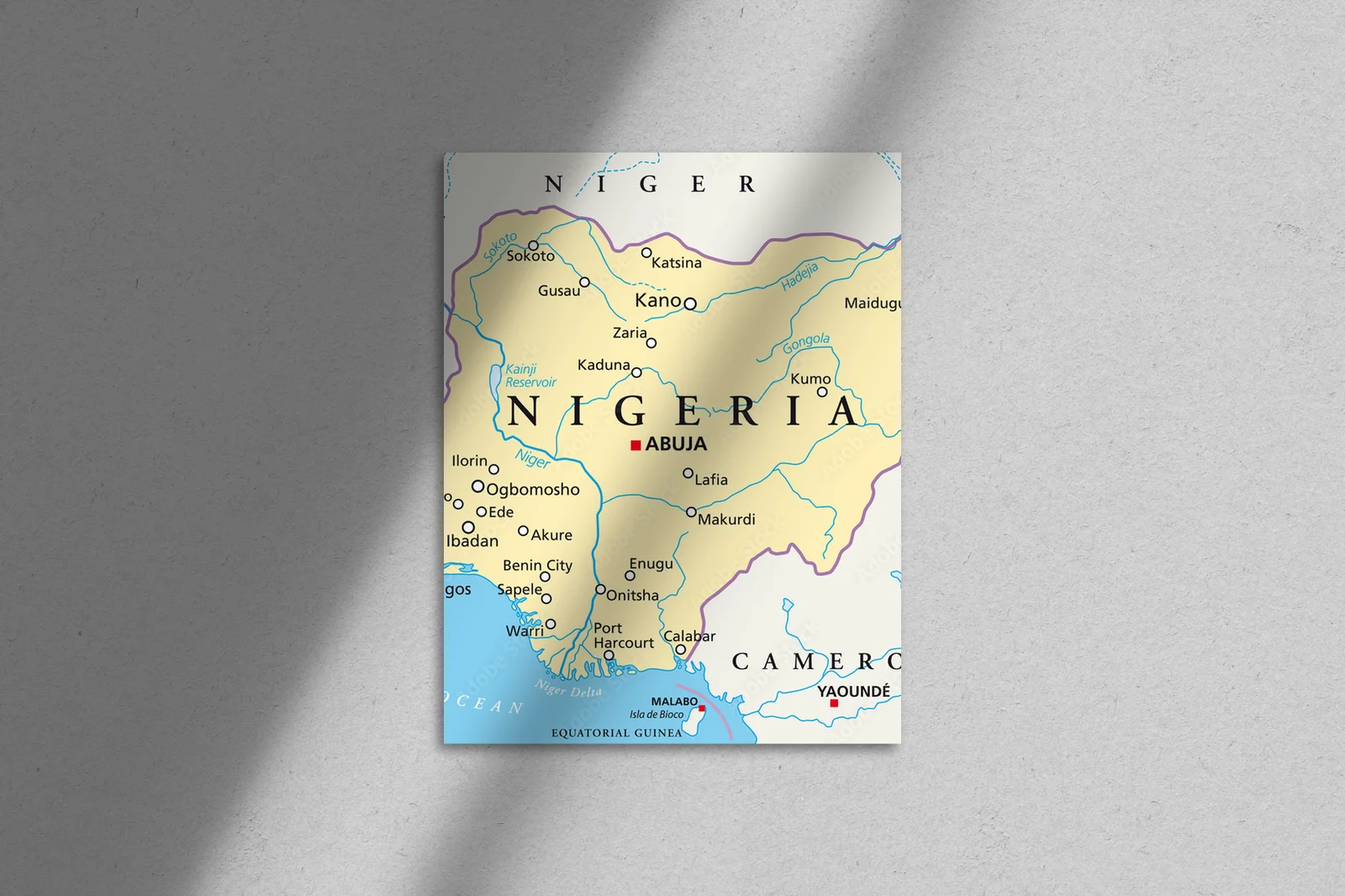Zachwycająca mapa Nigerii w delikatnych tonacjach