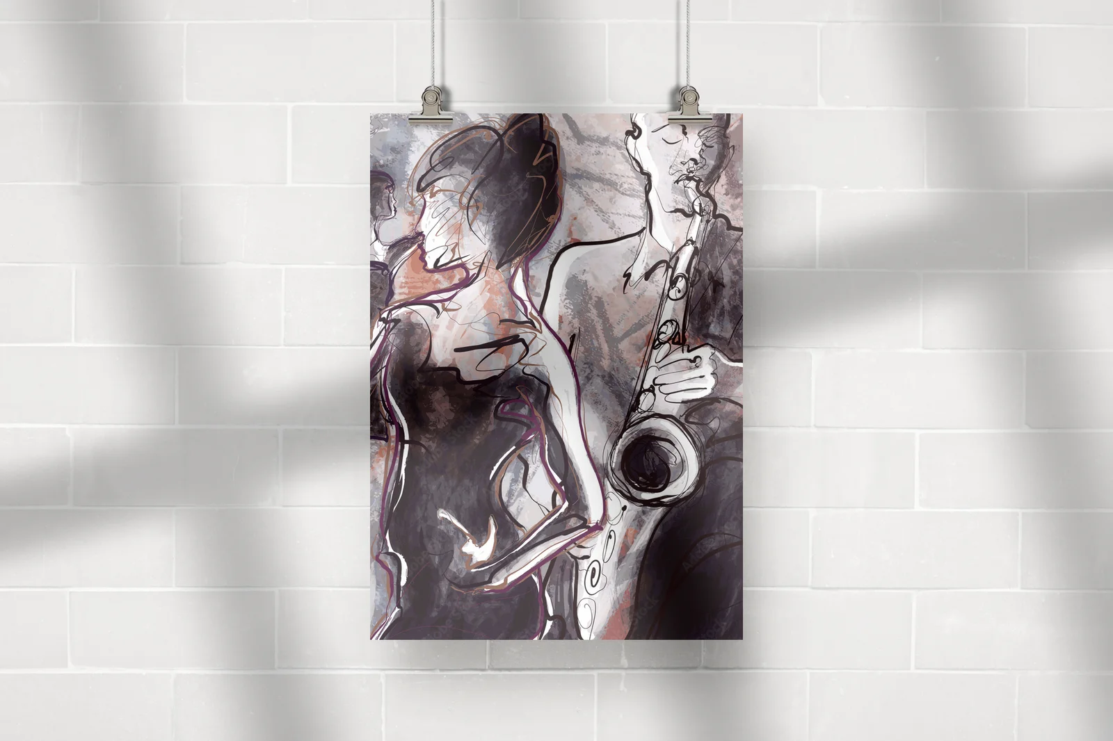 Jazzowy zespół z tancerzami w stonowanych barwach