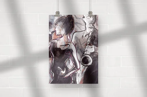 Jazzowy zespół z tancerzami w stonowanych barwach