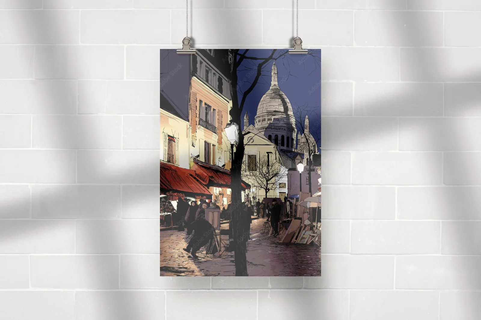 Zimowy urok Montmartre w kolorze nocy