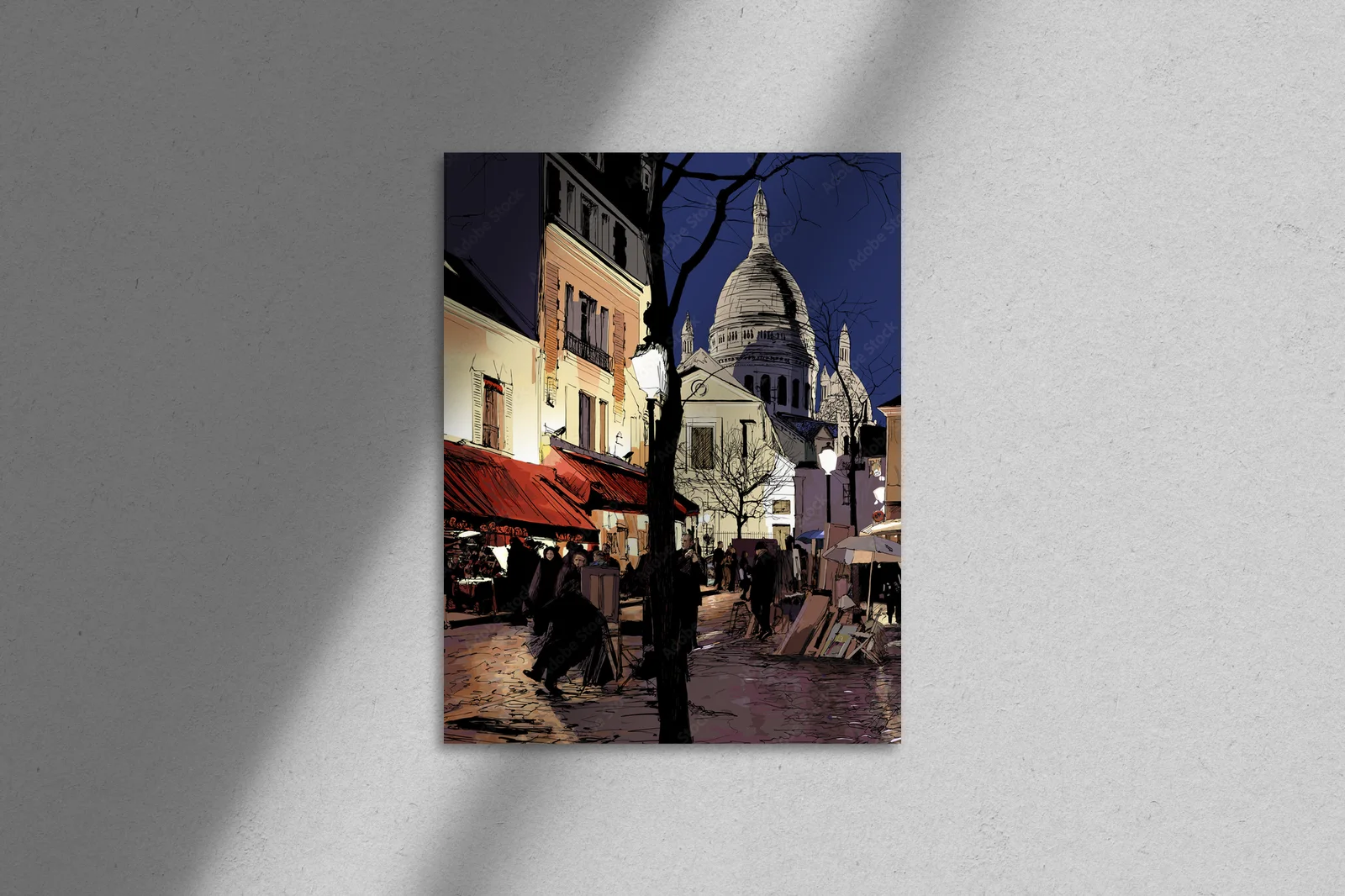 Zimowy urok Montmartre w kolorze nocy