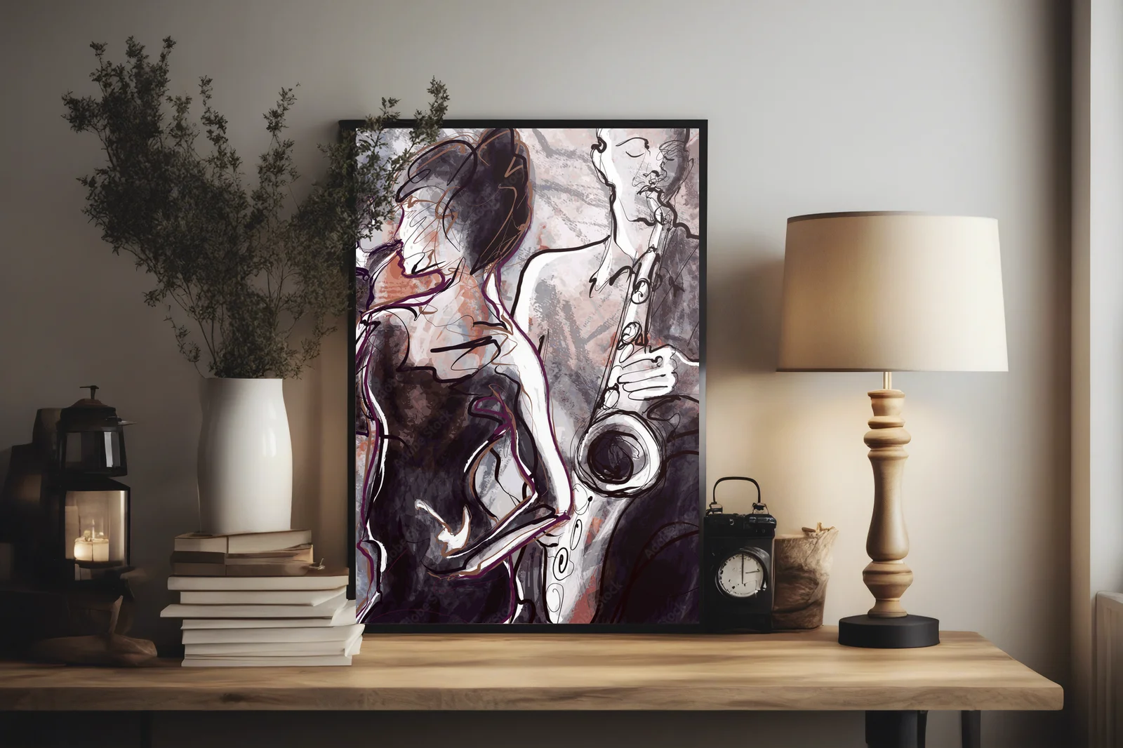 Jazzowy zespół z tancerzami w stonowanych barwach