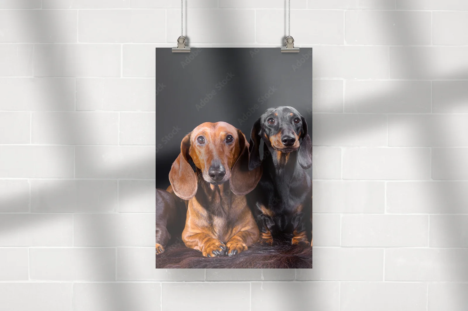 Cztery urocze dachshundy w tajemniczym otoczeniu