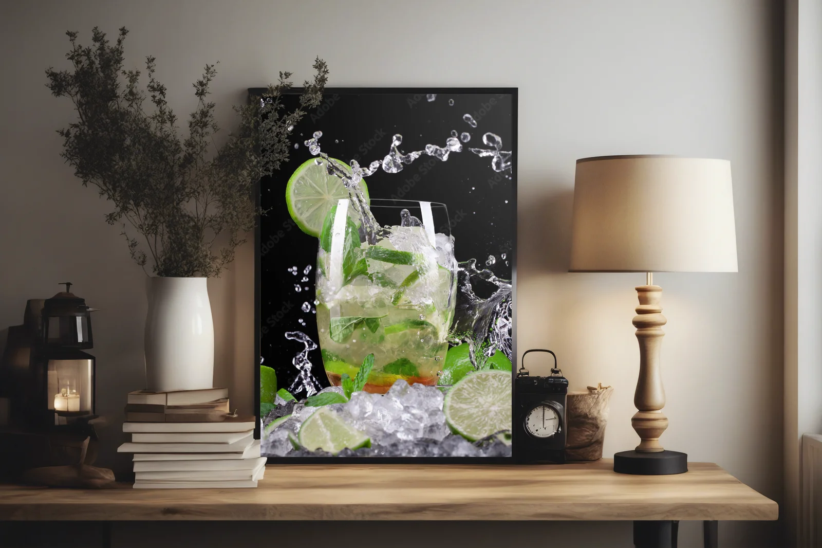 Orzeźwiająca kompozycja mojito na czarnym tle