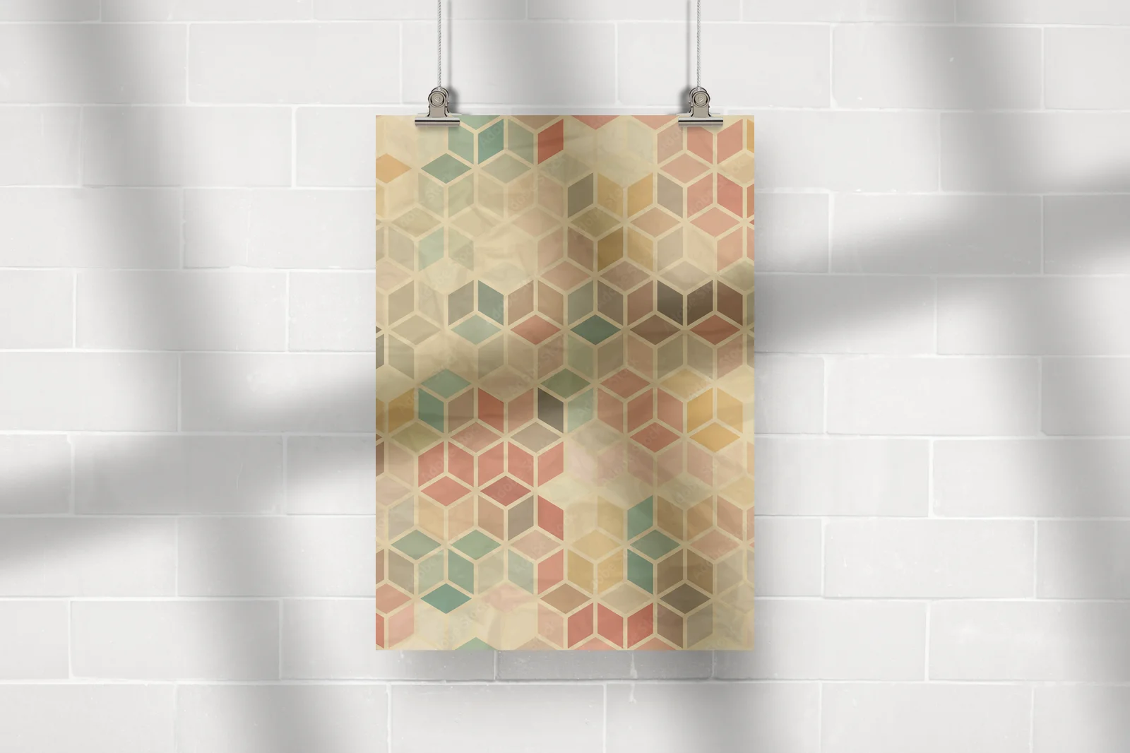 Retro geometryczne harmonijne motywy w stonowanych barwach