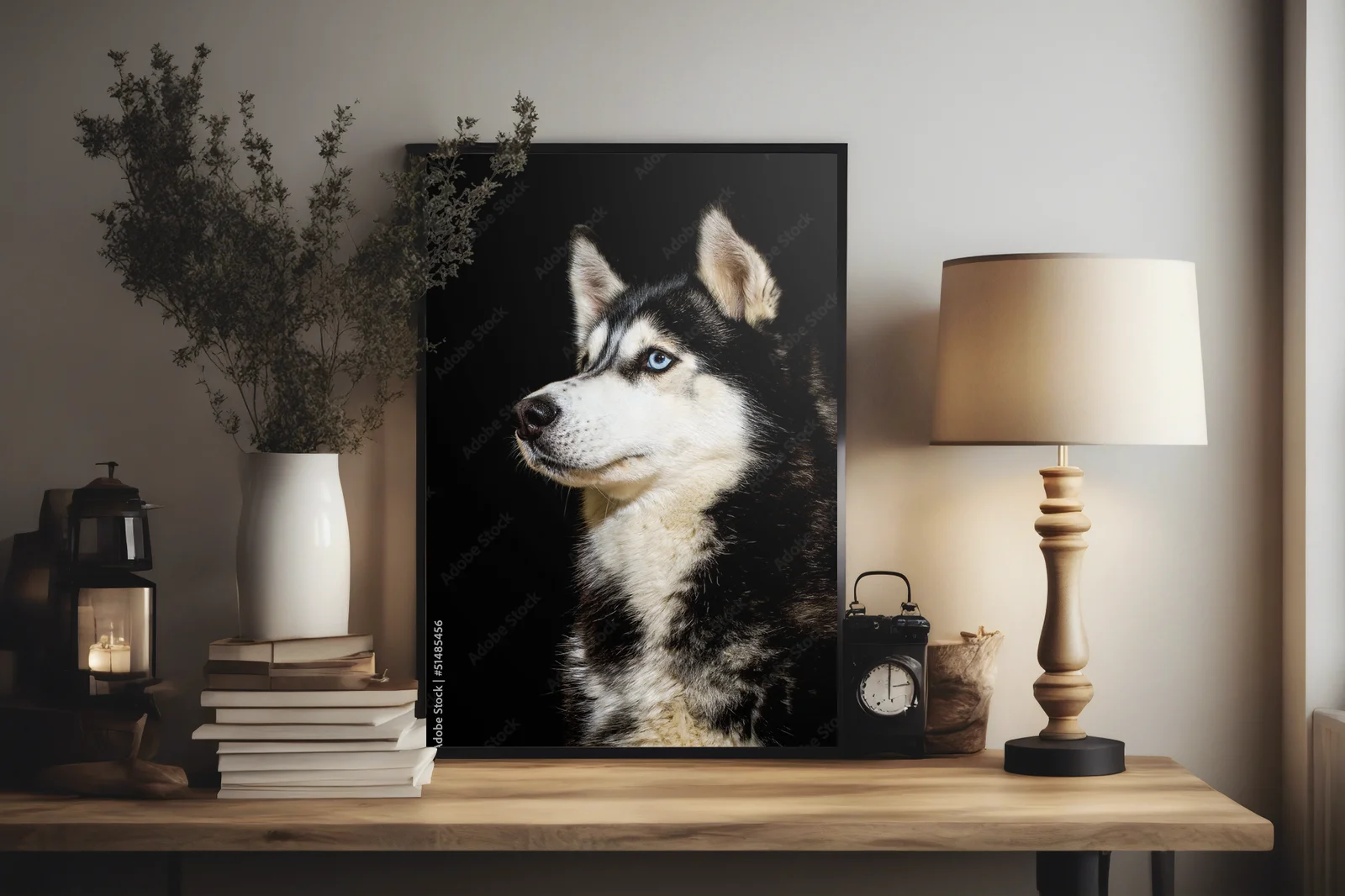 Siberian Husky w zjawiskowej scenerii nocnej