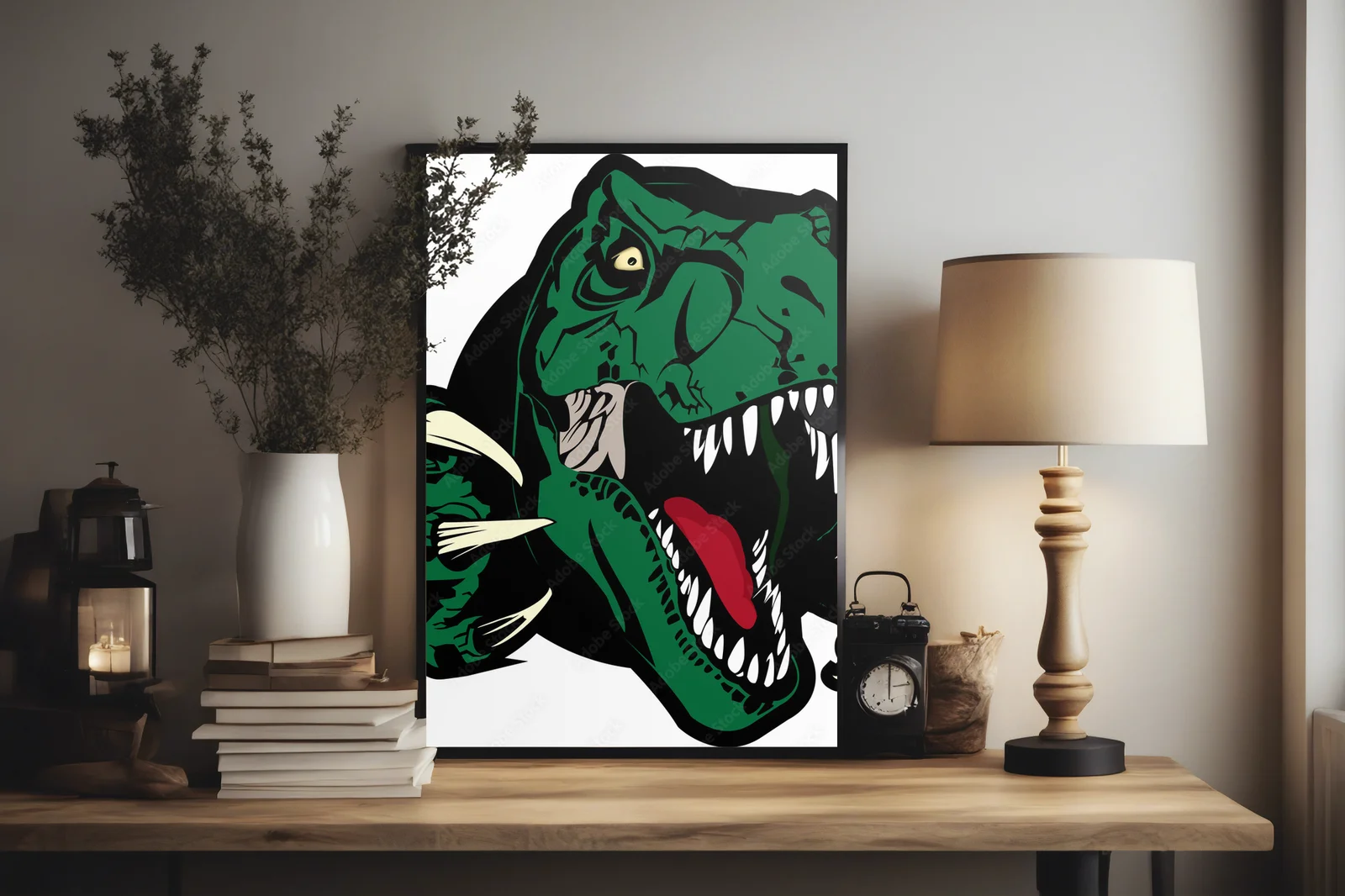Wspaniały projekt głowy T-rexa w bielach i zgłębieniach