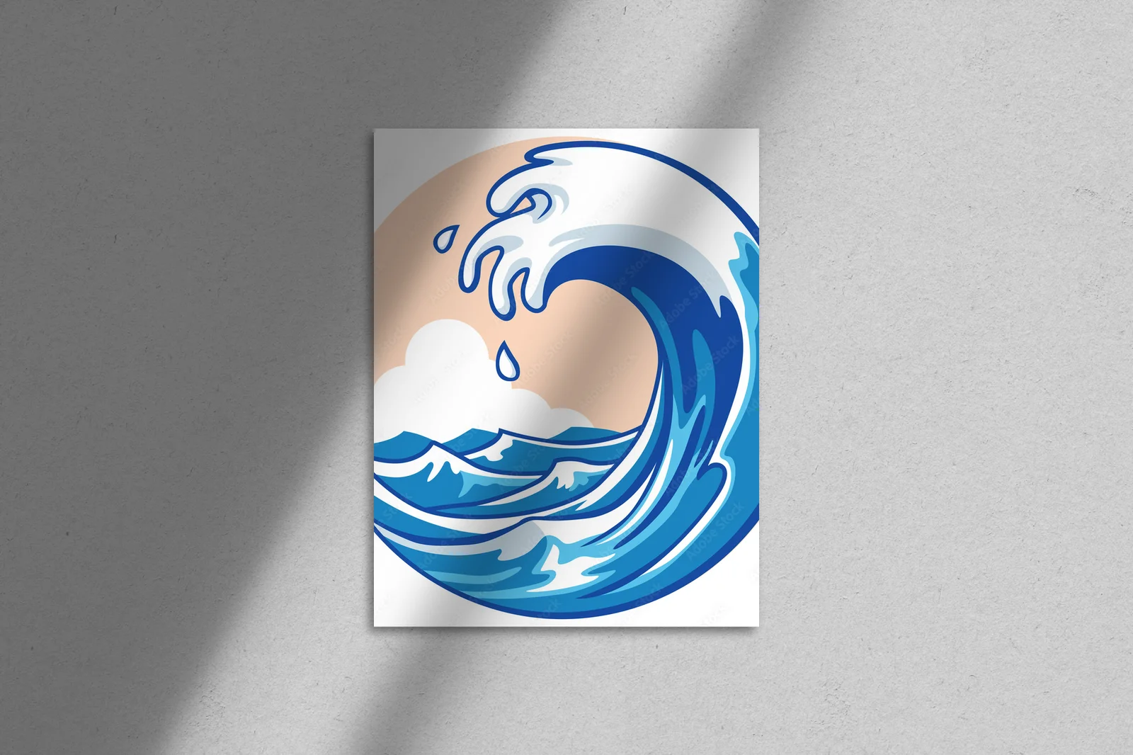 Zachwyt oceanu: Artystyczne fale w białej przestrzeni