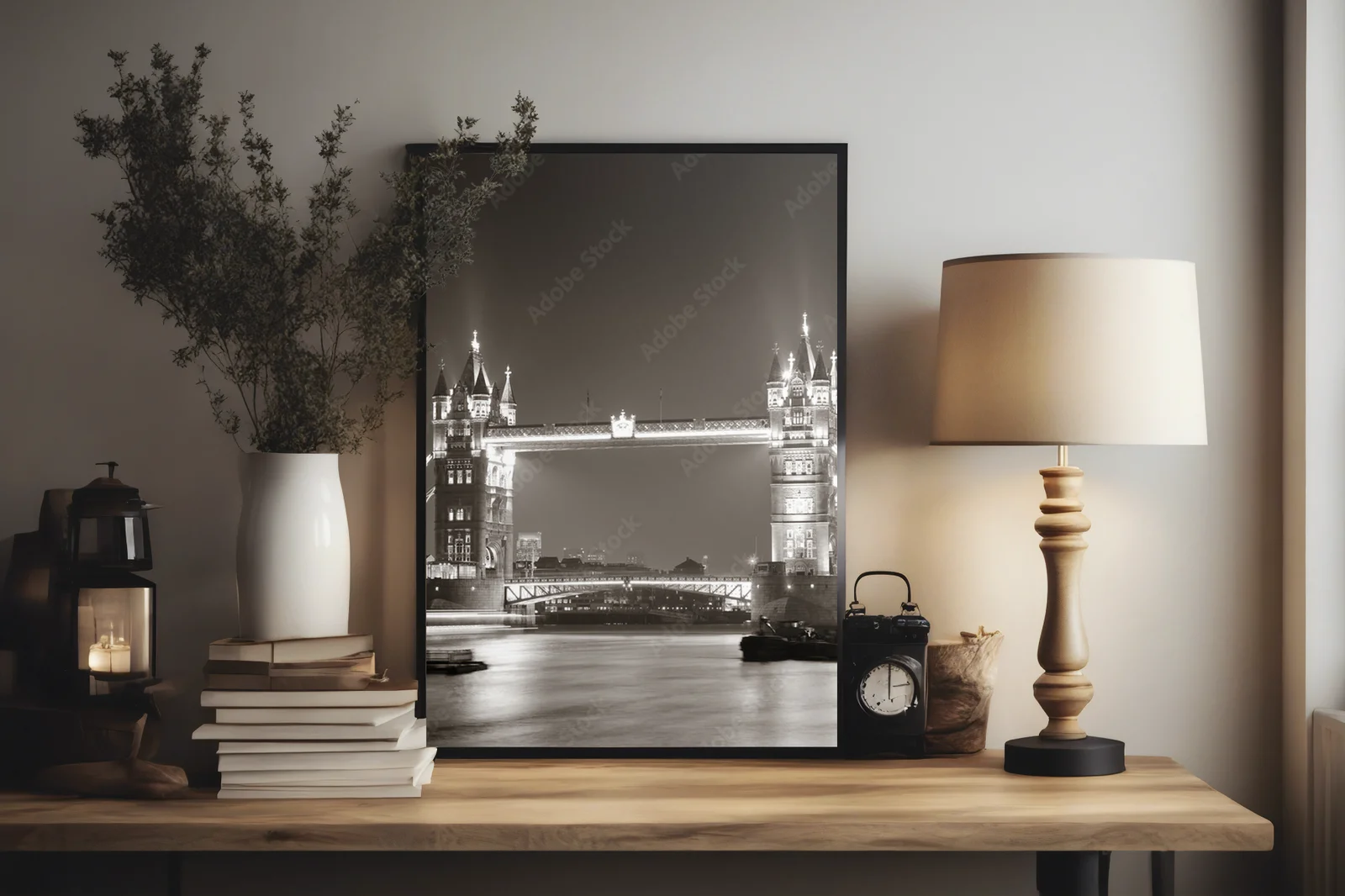 Wieczorny urok Tower Bridge w czerni i bieli