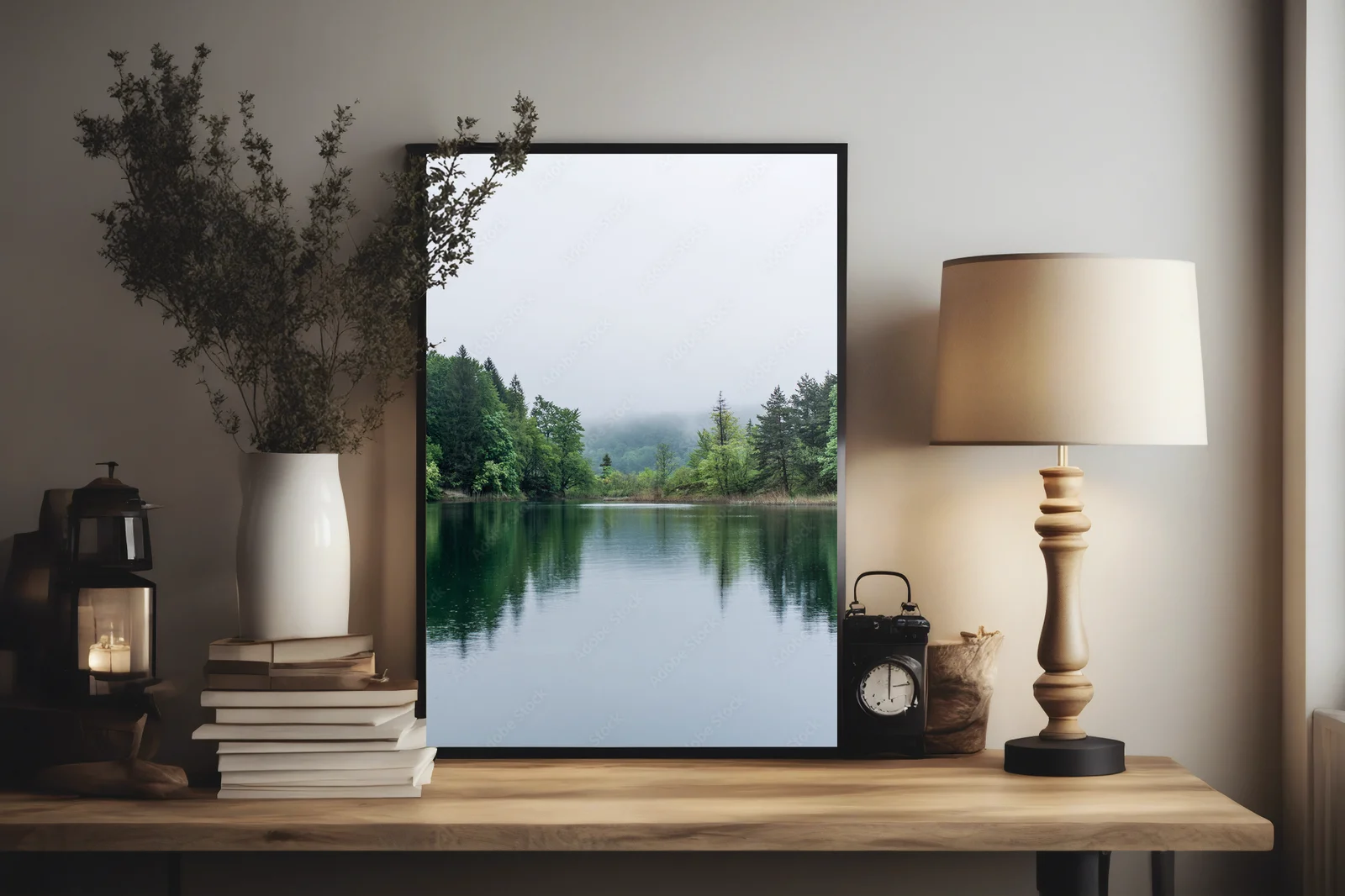 Misty lake: Oaza spokoju w pastelowych barwach