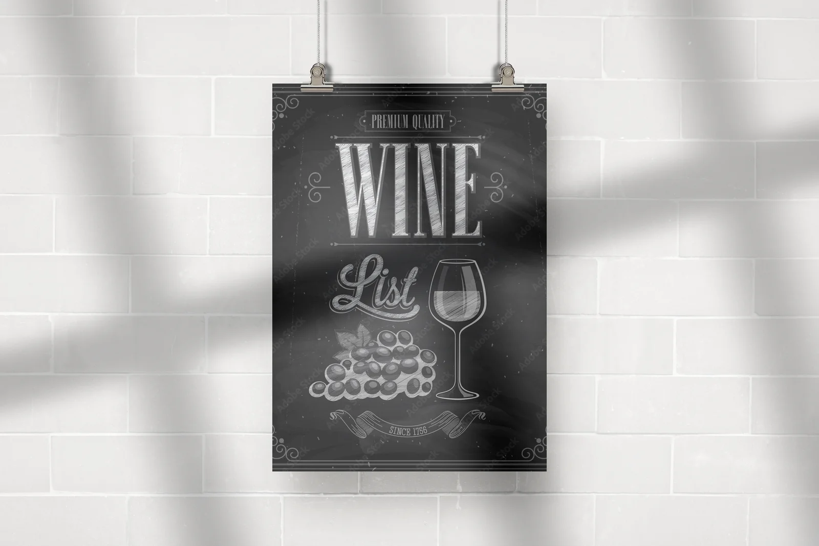 Vintage Wine List Poster w eleganckiej czerni