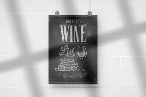 Vintage Wine List Poster w eleganckiej czerni