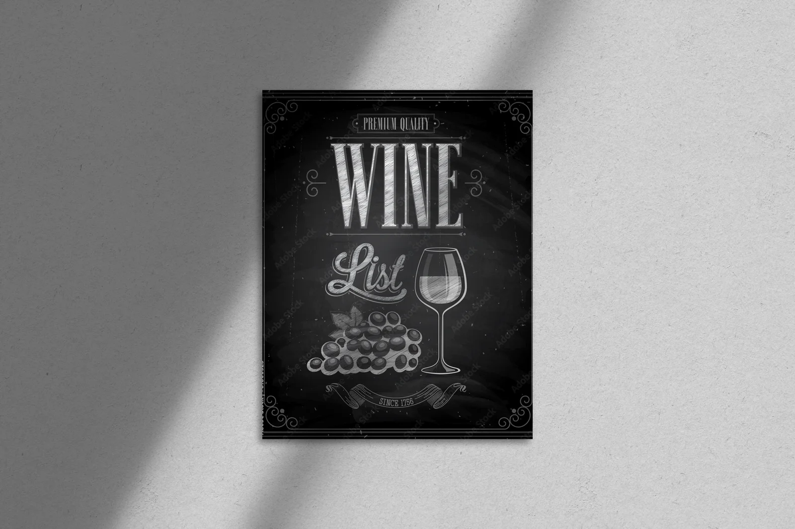 Vintage Wine List Poster w eleganckiej czerni