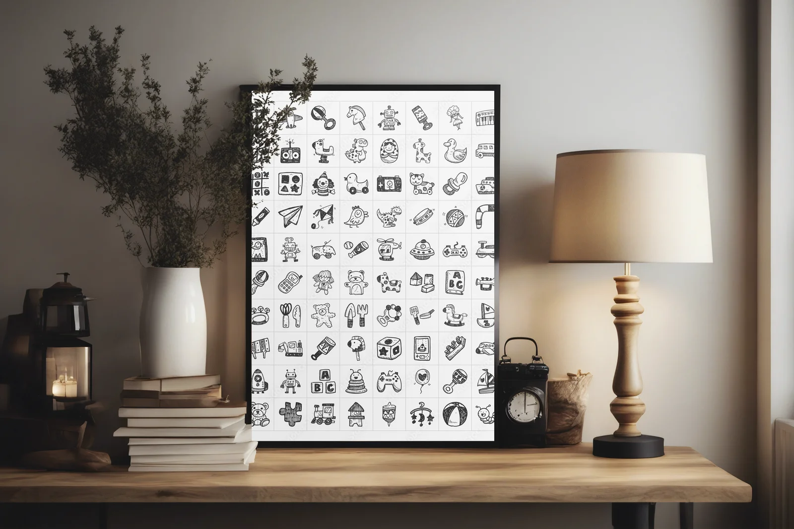 Wesołe doodle do zabawy w monochromatycznej gamie