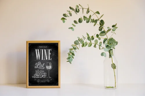 Vintage Wine List Poster w eleganckiej czerni