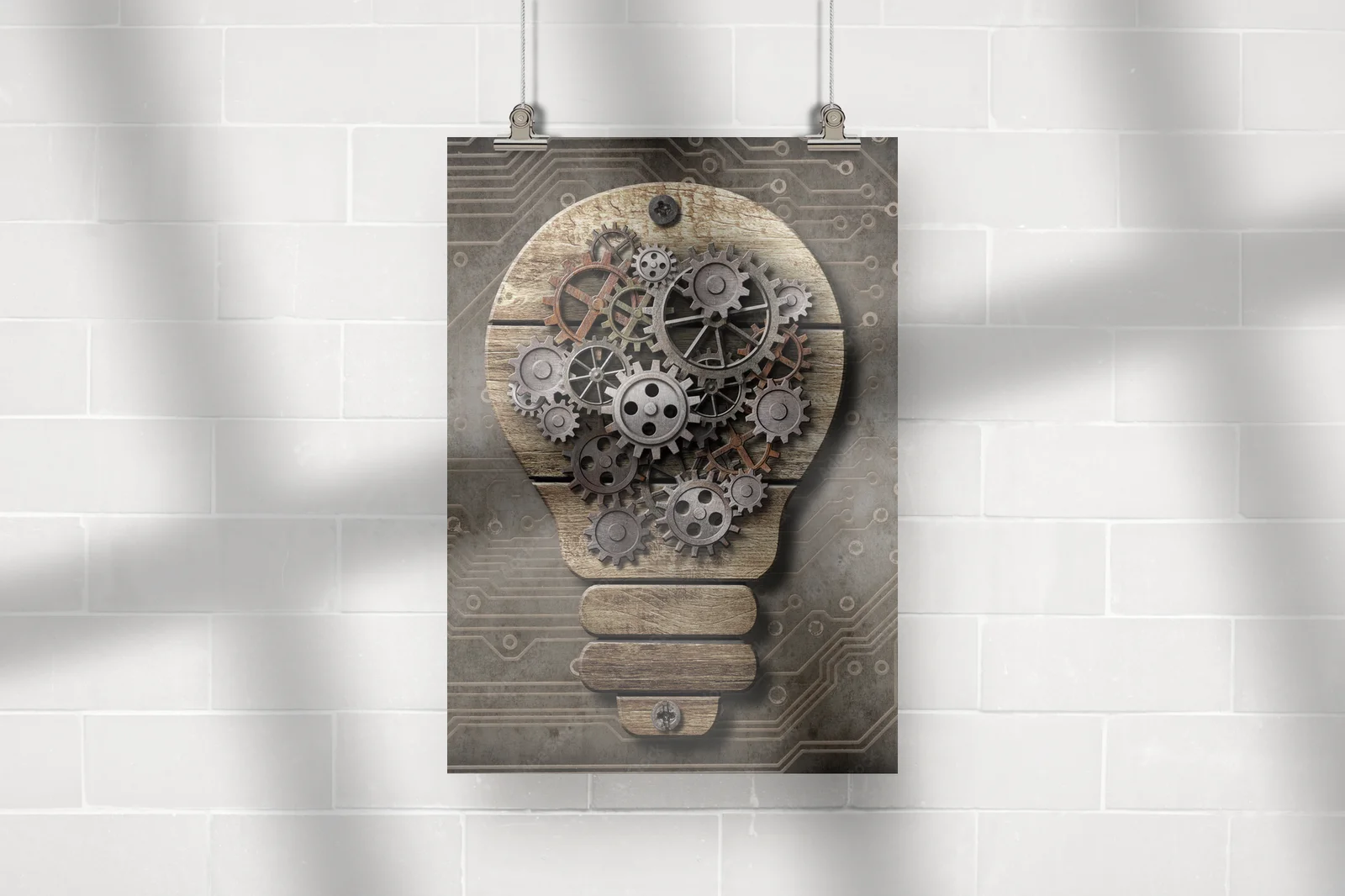 Mechaniczna inspiracja w drewnianej kompozycji