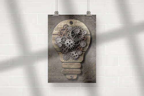 Mechaniczna inspiracja w drewnianej kompozycji