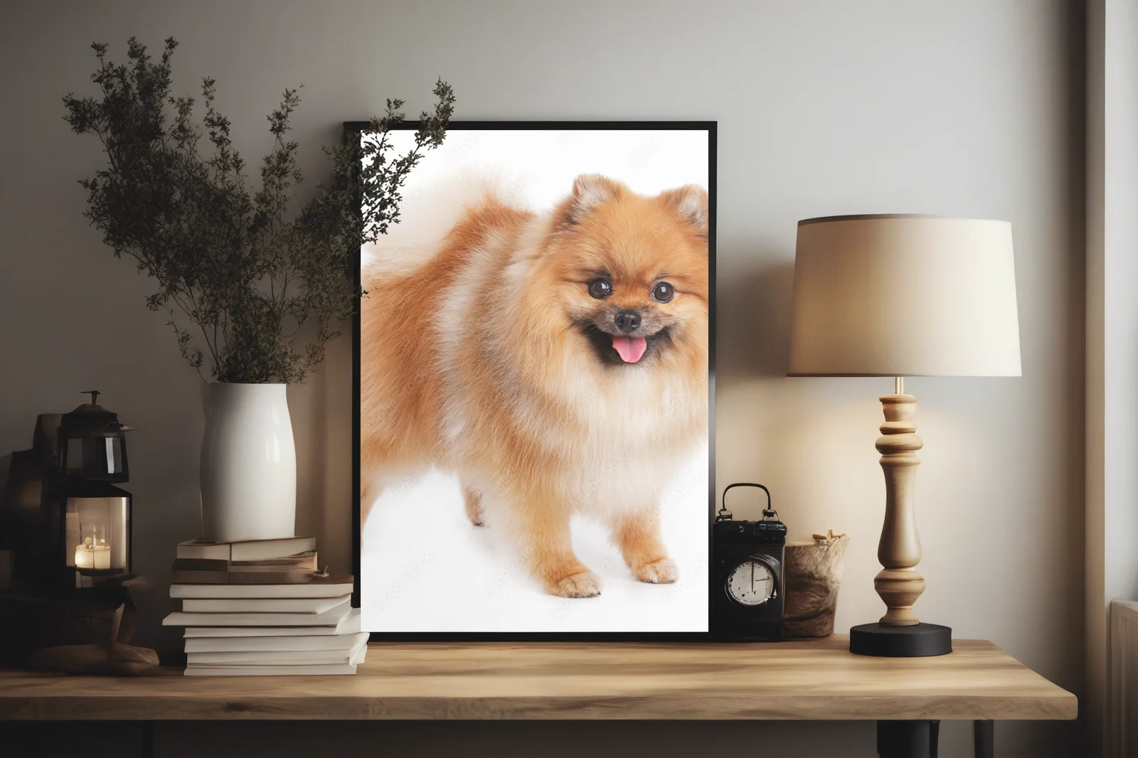 Uroczy Pomeranian w promiennej bieli