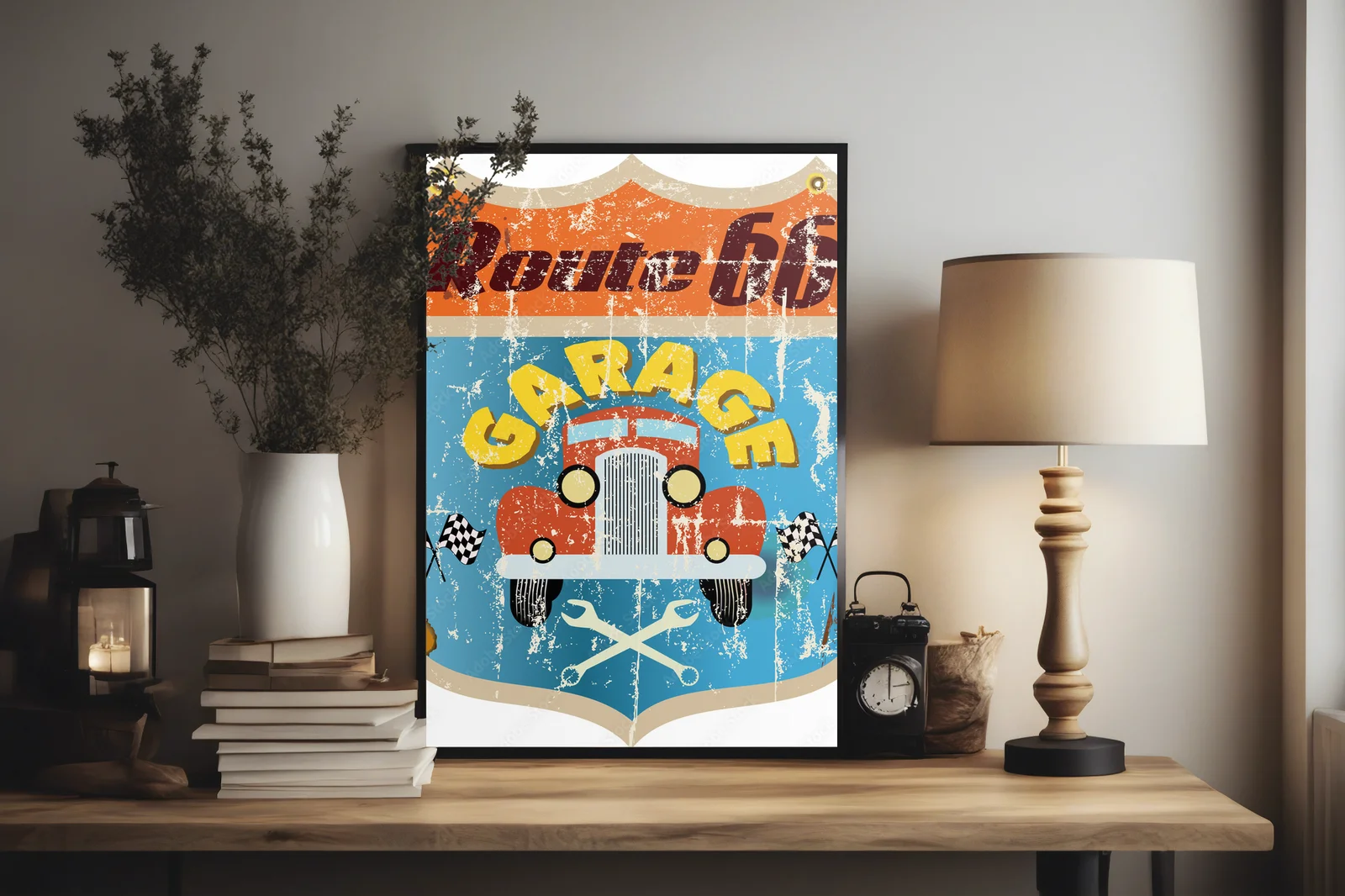 Vintage Garage Sign z podkreśleniem amerykańskiego stylu
