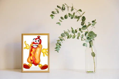 Radosne hot dogi w kolorze promiennej bieli i szarości