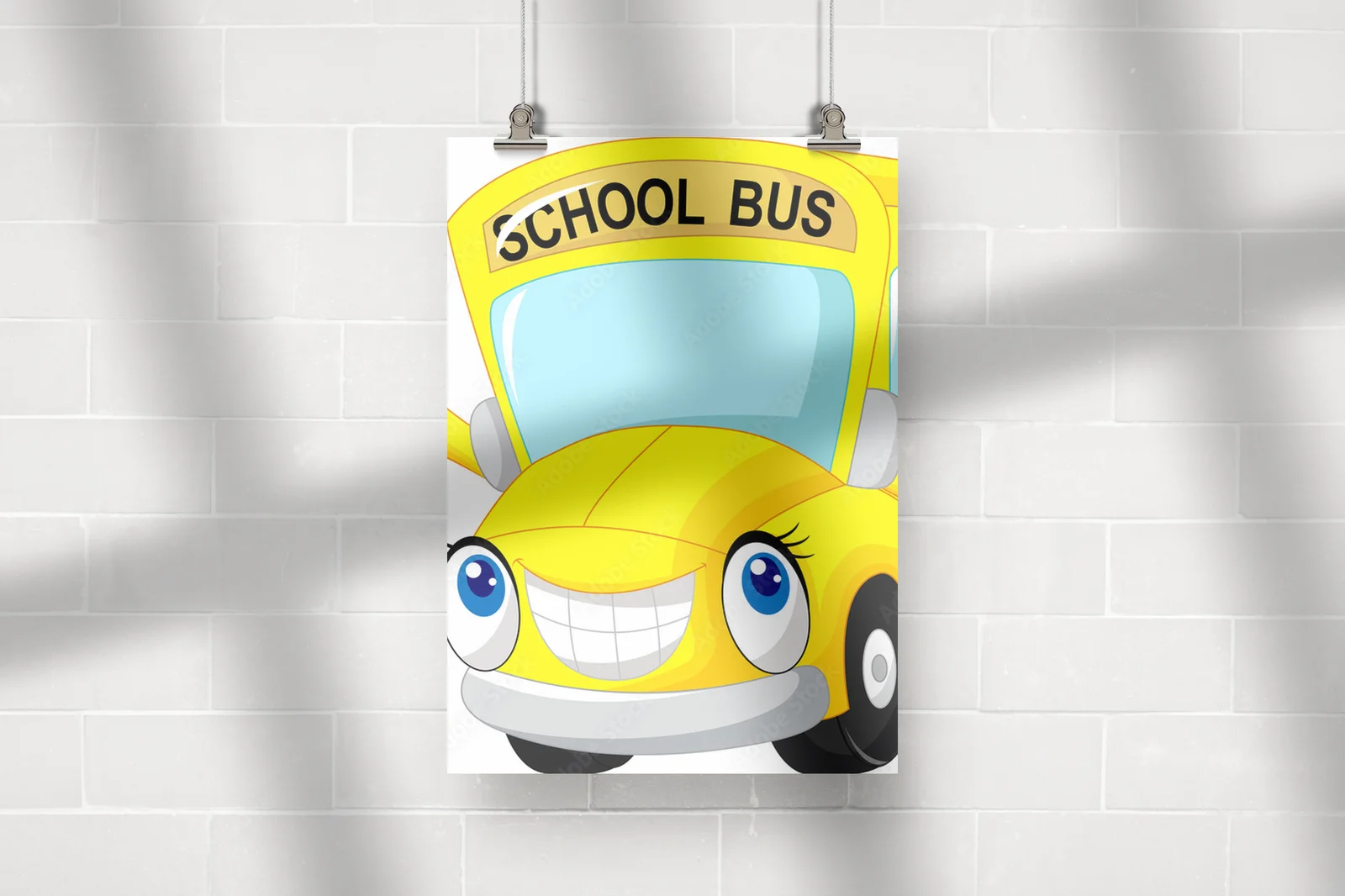 Wesoły autobus szkolny w energetycznych barwach