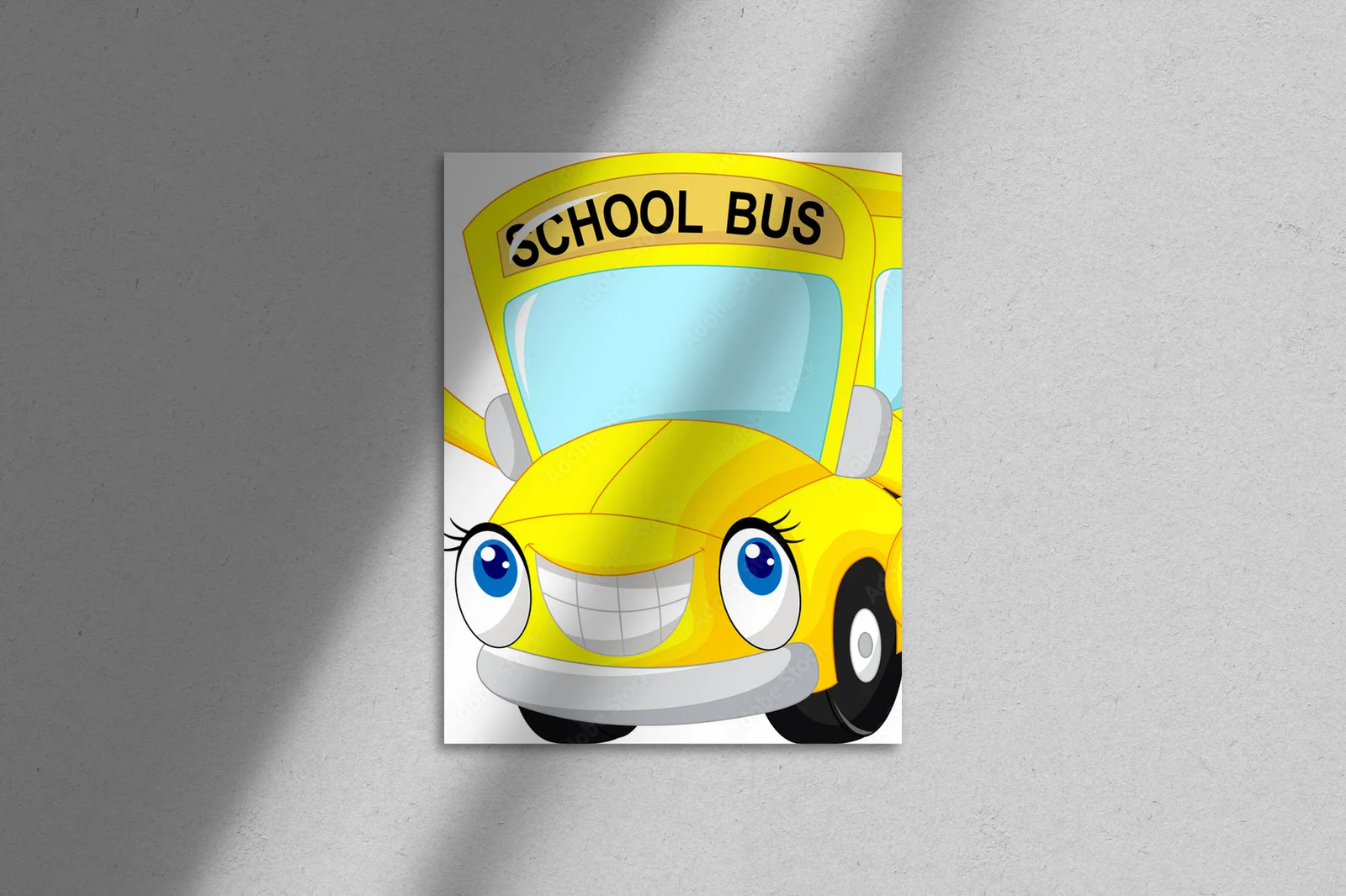 Wesoły autobus szkolny w energetycznych barwach