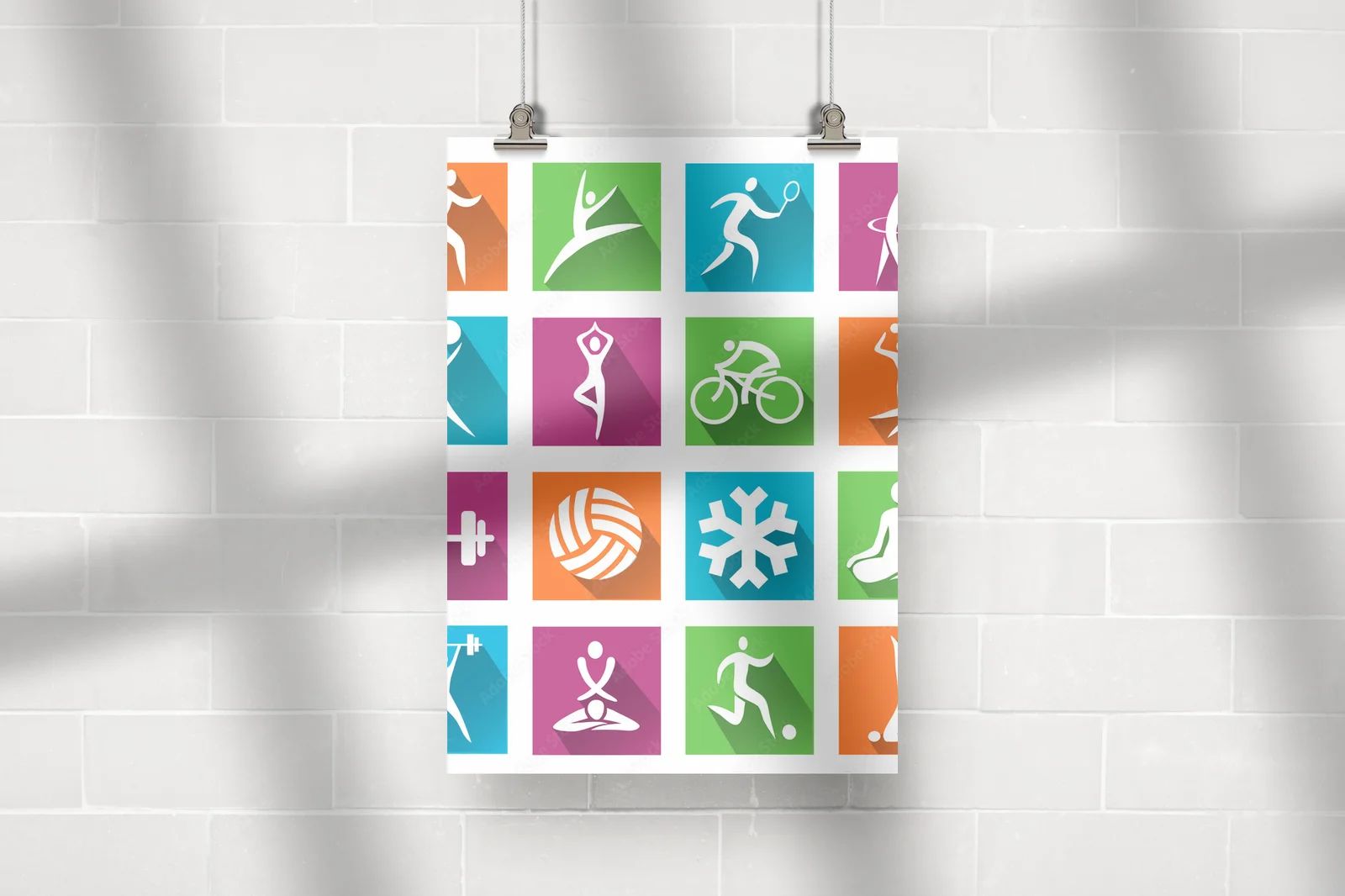 Kolorowe ikony sportu i fitnessu w harmonijnej kompozycji